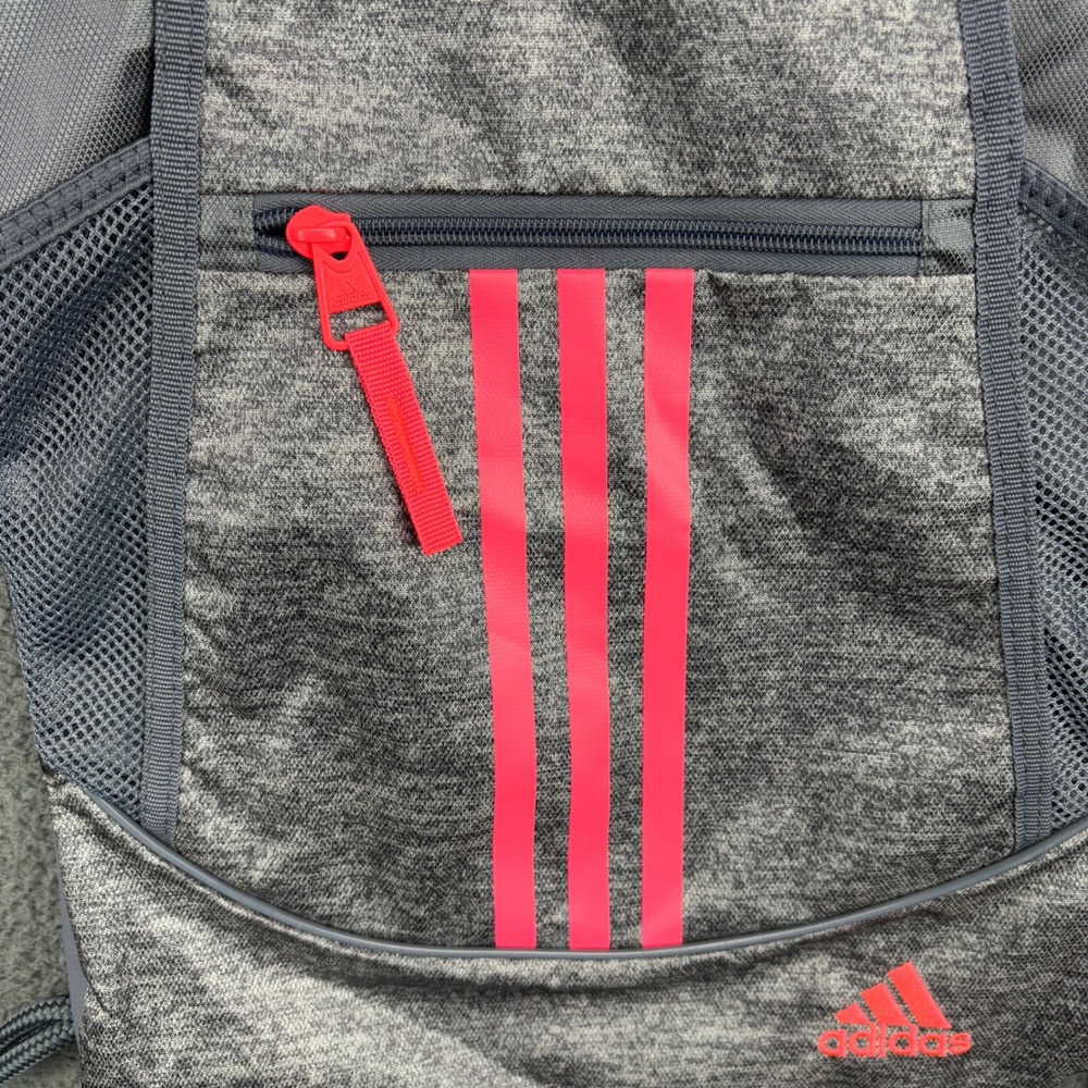Adidas Drawstring Sackpack Backpack Gray Pink Hea… - image 6